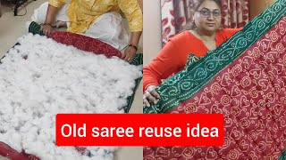 पुरानी साड़ी से बनाये सुंदर रजाई ll Make a Quilt beginning to end from old saree ll zero cost idea