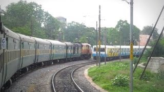 300th Negotiating huge curve chugging \u0026 honking KZJ WDM3A YPR SC Garib Rath meets MMTS