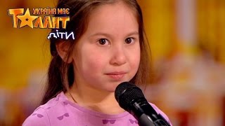 Little cute girl reading poetry on Ukraine's Got Talent.