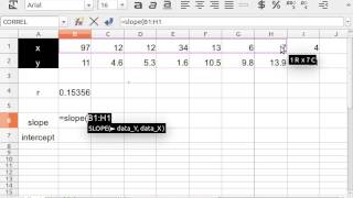 10_2 10_3 Using Excel For Correllation Coefficient, Slope, and Intercept