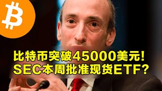 比特币突破45000美元！空头回补还是机构狙击？SEC可能在本周末批准现货ETF。下一个阻力在48000美元。 | 加密货币交易首选OKX