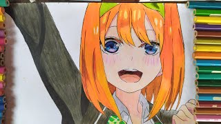 How to drawing anime girl cute easy yotsuba nakano goutoubun no hanayome cara mewarnai anime