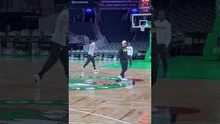 Lakers new addition Rui Hachimura getting extra shots up after shootaround in Boston garden