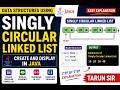 Singly Circular Linked List in Java | Create and Display Singly Circular List In Java