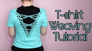 Easy T-shirt Weaving: V shaped With Bow Pattern | DIY T-shirt Cutting Design