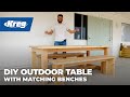 Outdoor Dining Table With Matching Benches | Free Woodworking Project Plan