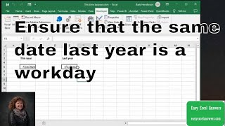 নিশ্চিত করুন যে এক বছরের আগের একই তারিখ Excel-এ কাজের দিন