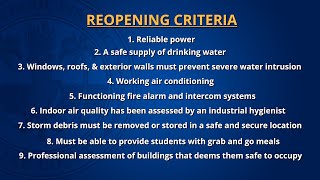 School Reopening Safety Criteria