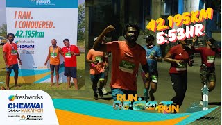 42km மராத்தான் சென்னையில் 5:53hr / Full marathon first time in Chennai - Napier bridge to ecr 5:53HR