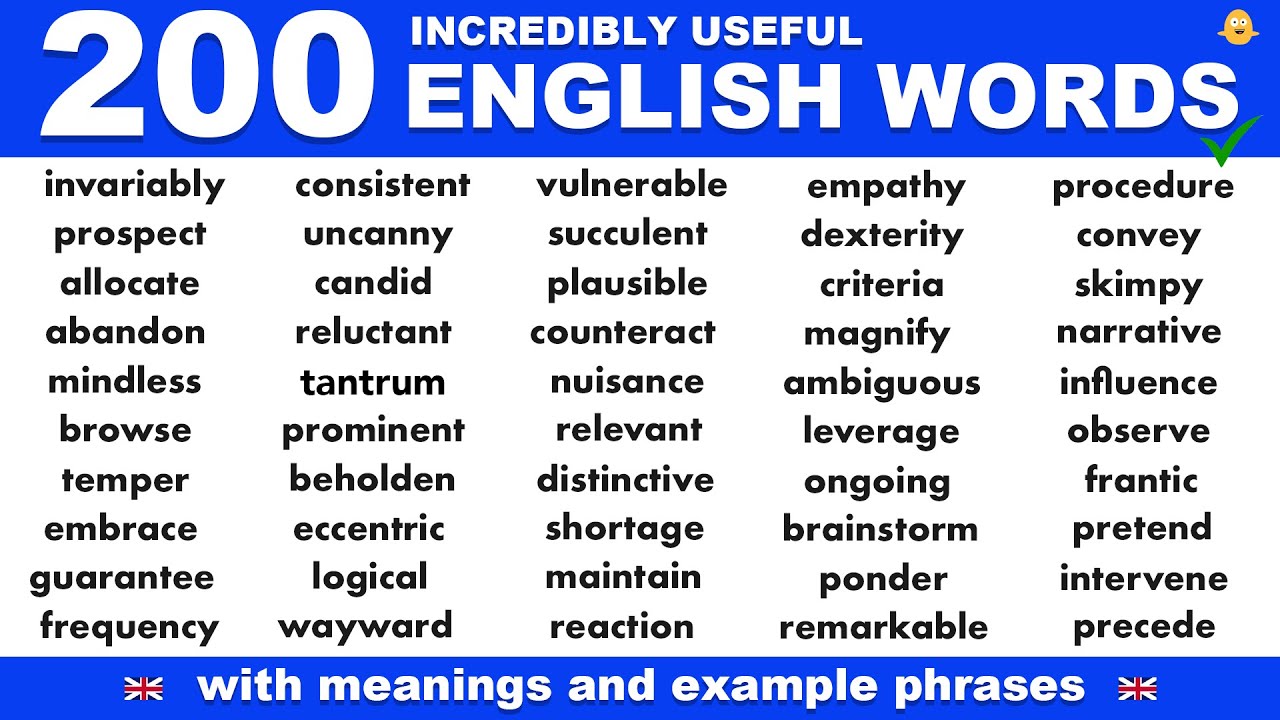 Learn 200 INCREDIBLY USEFUL English Vocabulary Words, Meanings ...