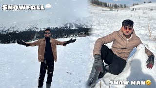 Gulmarg me snowfall dikh gyi 😍 || snow man bana daala😂