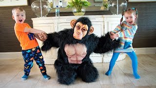 MONKEY STORY | Gaby and Alex playing with Funny Friend