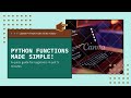 Python Functions Explained in 30 Min 🐍 | def, return, arguments Made Simple for Beginners!