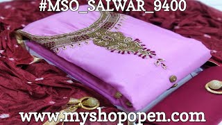 #MSO_SALWAR_9400 : Pure Glace Cotton Heavy Handwork Women Salwar Suits Collections