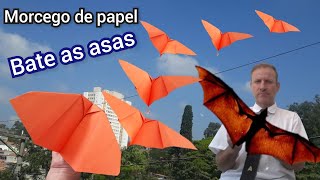 Como fazer um AVIÃO DE PAPEL morcego que voa muito longe BATENDO AS ASAS - Origami de MORCEGO