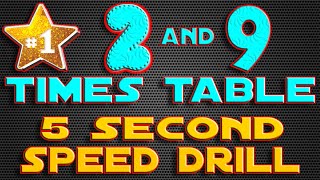 5 Second Multiplication Speed Drill | 2's and 9's Times Table Flashcards Practice Games