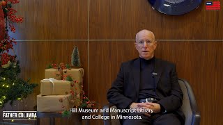 Father Columba Stewart at the USA Pavilion