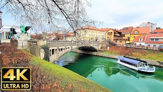 LJUBLJANA, the Capital of Slovenia in 4K - walking, guide, bridges, churches, people,...