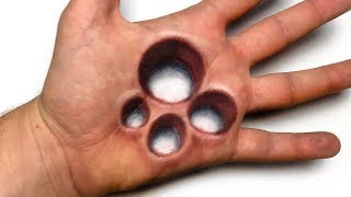 Drawing Holes 3D Trick Art On Hand - Dirty Mind Trick Surprise Drawing