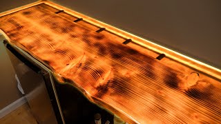 Turning Trash Wood into a Custom LED Epoxy Bar Top!