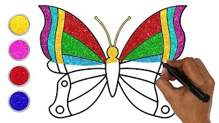 Colorful Butterfly Drawing, Painting and Coloring for Kids & Toddlers, How to Dr