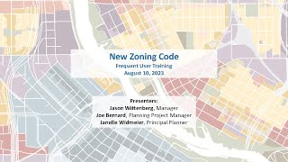 New Zoning Code Training – Virtual Training Session