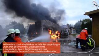 Erneut Großfeuer auf Bauernhof: Werkstattgebäude in Flammen