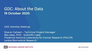 GDC: About the Data – October 19, 2020 GDC Monthly Webinar