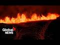 Iceland volcano: Drone captures stunning close-up of lava's fiery path