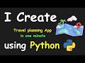 I CREATE TRAVEL PLANNER APP IN 1 MIN USING PYTHON & LEARN PYTHON BY BUILDING SIMPLE PROJECTS