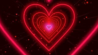 Heart Tunnel❤️Red Heart Background | Neon Heart Background Video | Wallpaper Heart  [3 Hours]