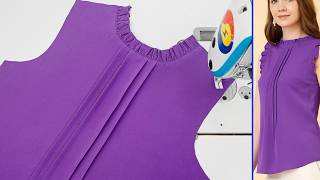 Basic Ruffle Neck Design Sewing Tips | Way Easy Frill & Pin Tucks Collar Cutting and Stitching