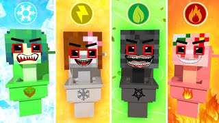 Monster School : Zombie x Herbrine Vs Skibidi Toilet Elemental - Minecraft Animation