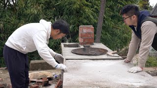 在农村老家砌了一个柴火灶台/Built a firewood stove in my hometown in the countryside