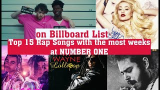 Top 15 Rap songs with the most weeks at number one on Billboard List