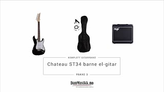 Chateau ST34 BK el-gitar for barn pakkeløsning, pakke 3