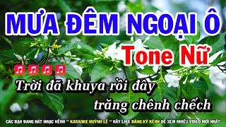 Karaoke Mưa Đêm Ngoại Ô - Tone Nữ Nhạc Sống Mới | Huỳnh Lê