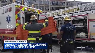 Woman dead, 1 injured after crash involving Philadelphia Fire Department ladder truck