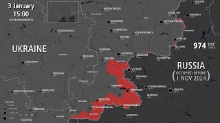 Russian Invasion of Ukraine: Pokrovsk - Kurakhove - Chasiv Yar Map - Every Day [Nov 1 to Jan 3]