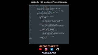 Leetcode 152. Maximum Product Subarray in Python | Python Leetcode | Python Coding Tutorial | ASMR