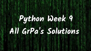 Python Week 9 All GrPA's Solutions | IITM BS Data Science | Graded Programming Assignment Solution