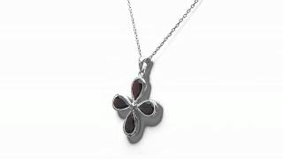 Johareez 4.02CTW Genuine Garnet \u0026 White Topaz .925 Sterling Silver Pendant