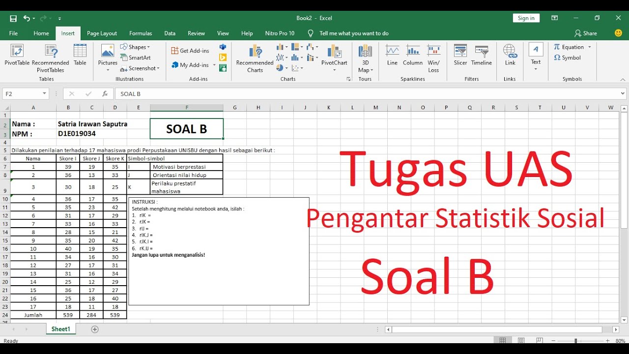 Tugas UAS (Pengantar Statistik Sosial Soal B) - YouTube