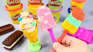 6 Minutes Satisfying with Unboxing Play doh Ice cream Kitchen Shop Miniature Dough Set ASMR