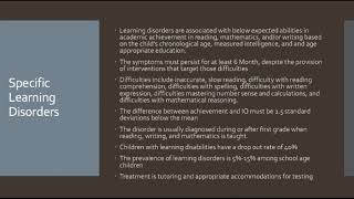 Psychiatry Review: Specific Learning Disorders