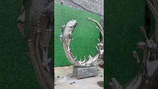Manufacturer Customized Modern Carp Metal Sculpture Decorative Stainless Steel Large Statue Outdoor