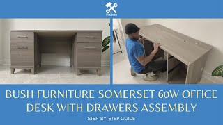 Bush Furniture Somerset 60W Office Desk with Drawers Assembly (Full Step-by-Step Instruction Guide)