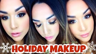 HOLIDAY MAKEUP!! BRONZE GLITTER SMOKEY EYE | ALEXANDREA GARZA