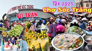 Vỡ trận chợ Sóc Trăng hàng ngàn người đi chợ Tết 2025 - Trái cây giá rẻ 50k 1 con cá chép