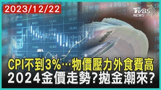 CPI不到3%…物價壓力外食費高   2024金價走勢?拋金潮來? | 十點不一樣 20231222